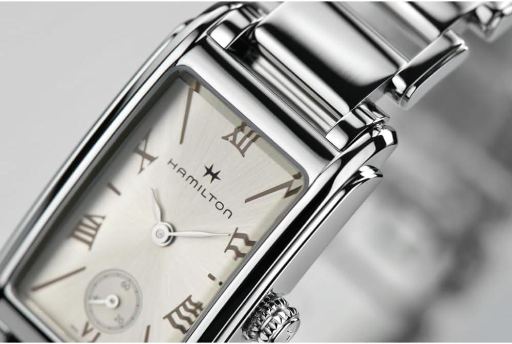 imageHamilton American Classic Ardmore Quartz Womens Watch 19mm x 27mm Stainless Steel Case Swiss Made Silver Dial Analog Wrist Watch for Women 30m Waterproof Mineral Crystal Strap