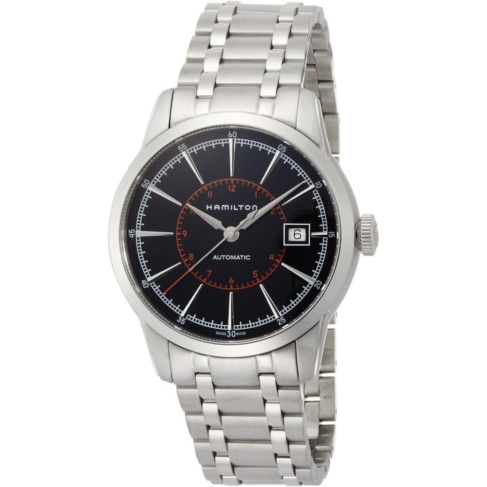 imageHamilton American Classic Automatic Mens Watch 40mm Stainless Steel Case Swiss Made Black Dial Analog Watch for Men 50m Waterproof Sapphire Crystal 3Hand Movement Stainless Steel Strap