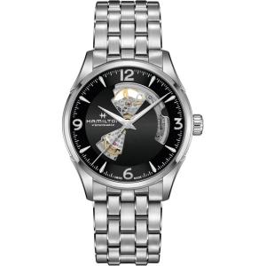 Hamilton Jazzmaster Open Heart Automatic Men’s Watch, 42mm Stainless Steel Case, Swiss Made, Black Dial Analog Wrist Watch, 50m Waterproof, Sapphire Crystal, 3-Hand Movement, Stainless Steel Strap